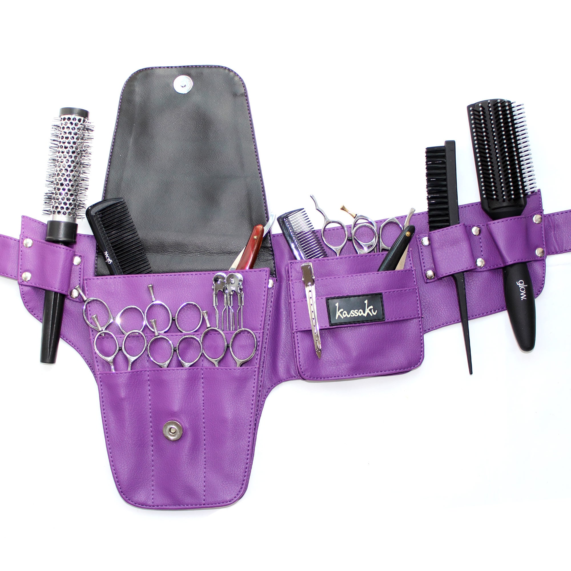 Personalised Hairdressing Scissors Tool belt Embroidered Bag Shear Hip Holster Customised Hairdressers Pouch holds 10 scissors in Purple