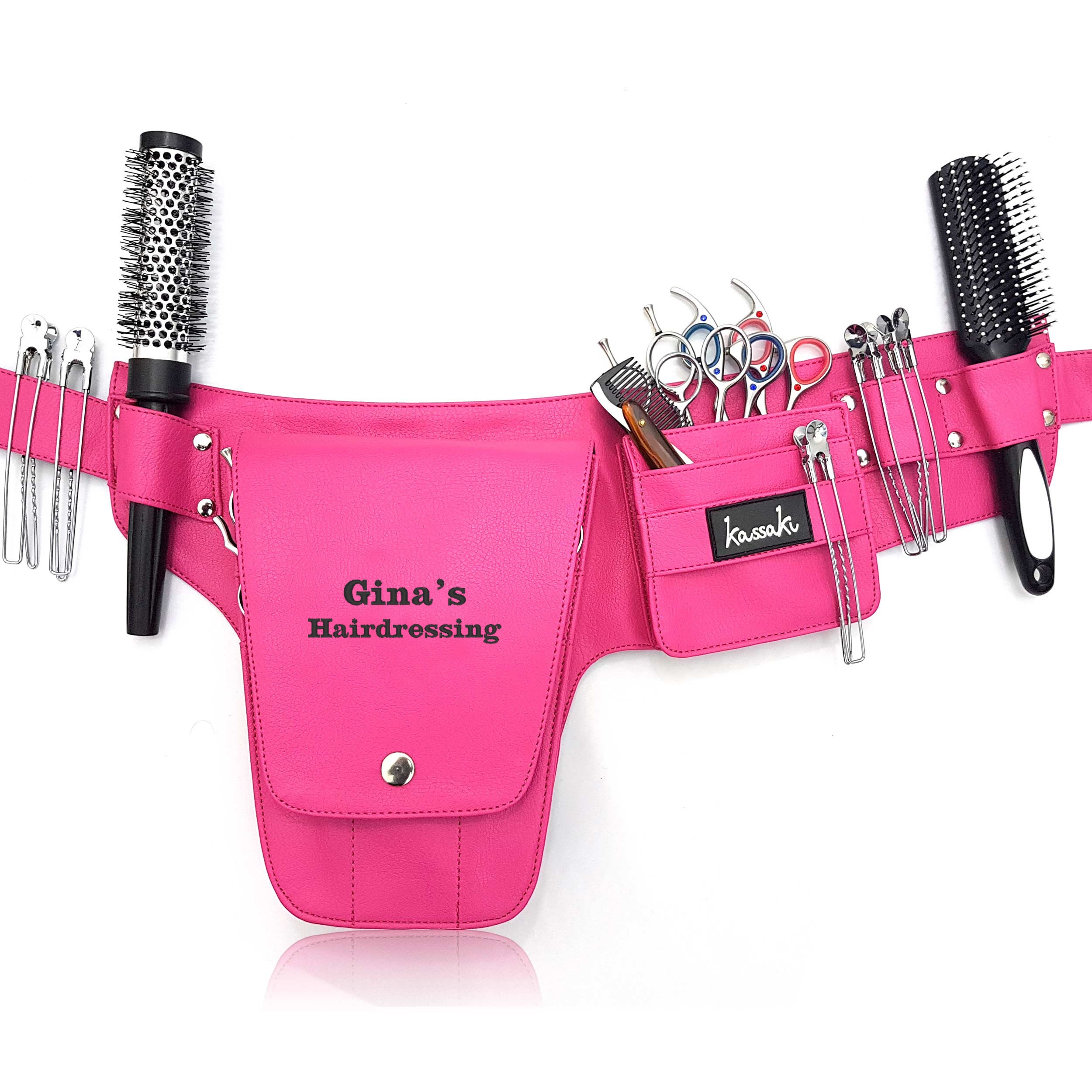 Personalised Hairdressing Tool belt Embroidered Scissors Bag Shear Hip Holster Customised Hairdressers Pouch holds 10 scissors in Pink