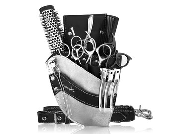 Hairdressing Scissors Pouch Toolbelt Waist Shear Holster Holder Bag with Detachable Belt - Silver