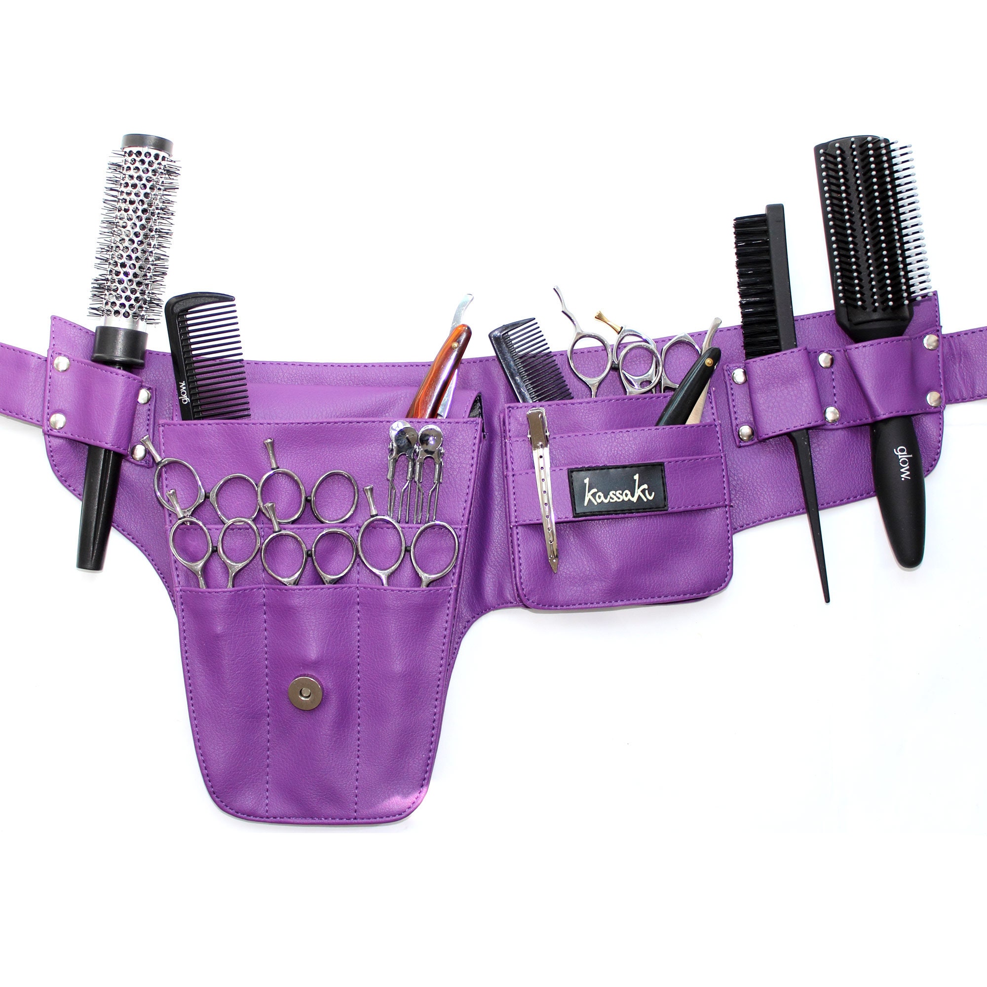 Personalised Hairdressing Scissors Tool belt Embroidered Bag Shear Hip Holster Customised Hairdressers Pouch holds 10 scissors in Purple