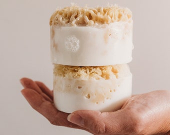 Shea + Coconut wool sea sponge soap with shea butter