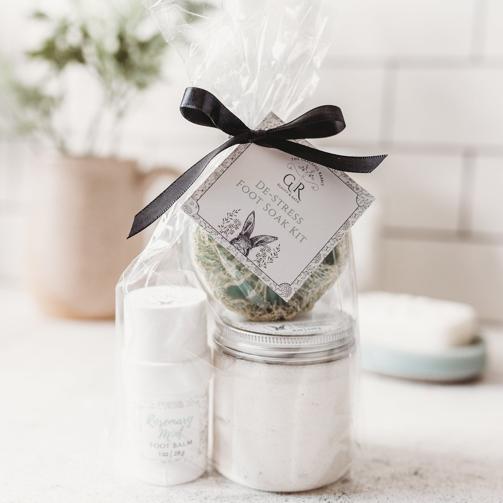 GIFT SET Foot Soak Foot Balm and Loofah Soap Rosemary Mint