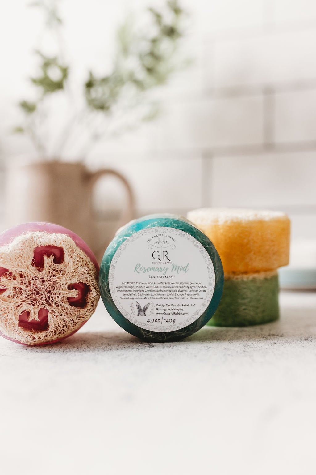 Rosemary Mint natural loofah sponge soap