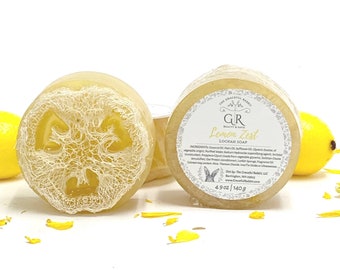 LEMON ZEST | natural loofah sponge soap | phthalates - detergent and paraben Free | The Graceful Rabbit