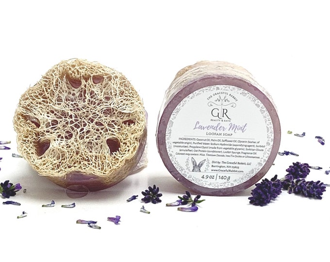 LAVENDER MINT | natural loofah sponge soap | phthalates - detergent and paraben Free | The Graceful Rabbit