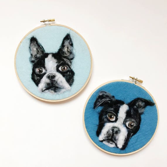 Custom Felted Pet Portrait - 6 inch Embroidery Hoop