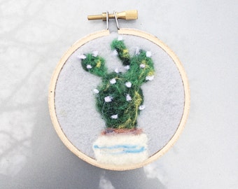 Cactus Succulent Felt Art - 4 in Hoop