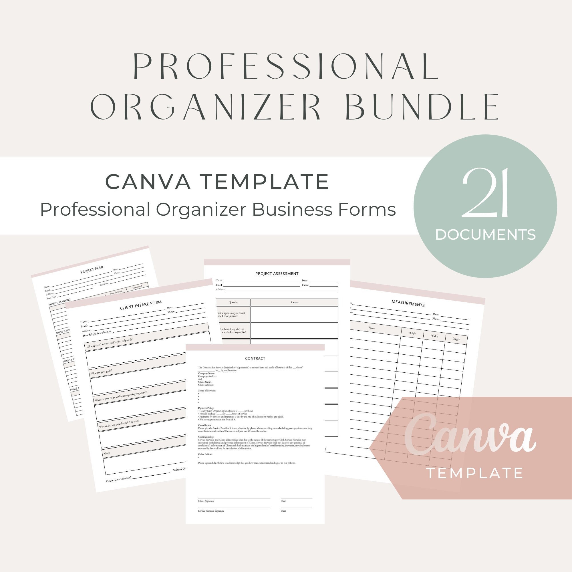 Professional Organizer Business Bundle Canva Templates Etsy