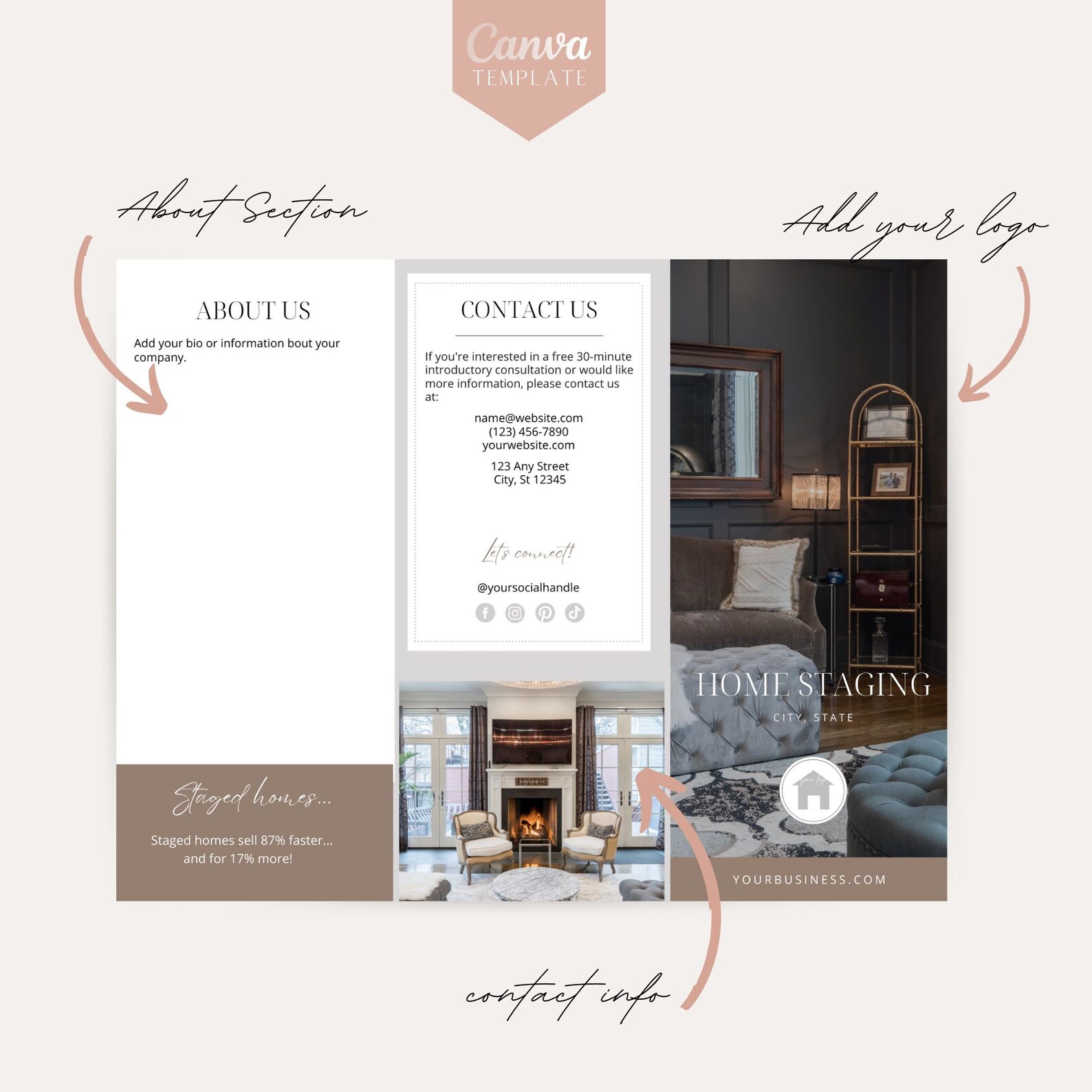 Home Staging Brochure Canva Template Warm Tones Etsy