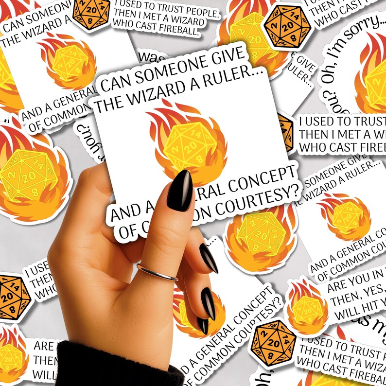 Dice Sticker with Funny Fireball Quote - D20 Fireball - TTRPG Humor image 5