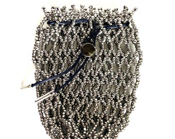 Silver Beaded Dice Bag – Handmade TTRPG Gift
