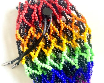 Rainbow Beaded Dice Bag – TTRPG Player Gift