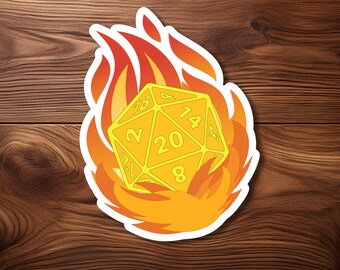 D20 Fireball Dice Sticker