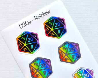 D20 Rainbow Sticker Sheets – RPG Gamer Gift