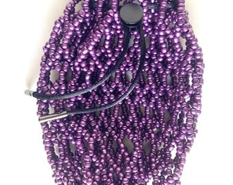 Handmade Purple Beaded Dice Bag – TTRPG, Drawstring Closure
