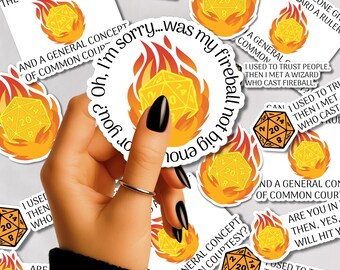 D20 Fireball Sticker Bundle - TTRPG Stickers