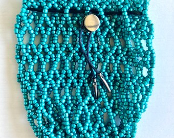 Teal Beaded Dice Bag – TTRPG Gaming, Metal Accents