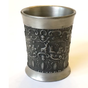 Stamped Rein Zinn German Embossed Pewter Shot Glasses/Goblet