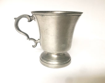 Stamped Vintage Belgian Pewter Cup, Metal Cup With Handle, Vintage House, Home Decor, Flower Display