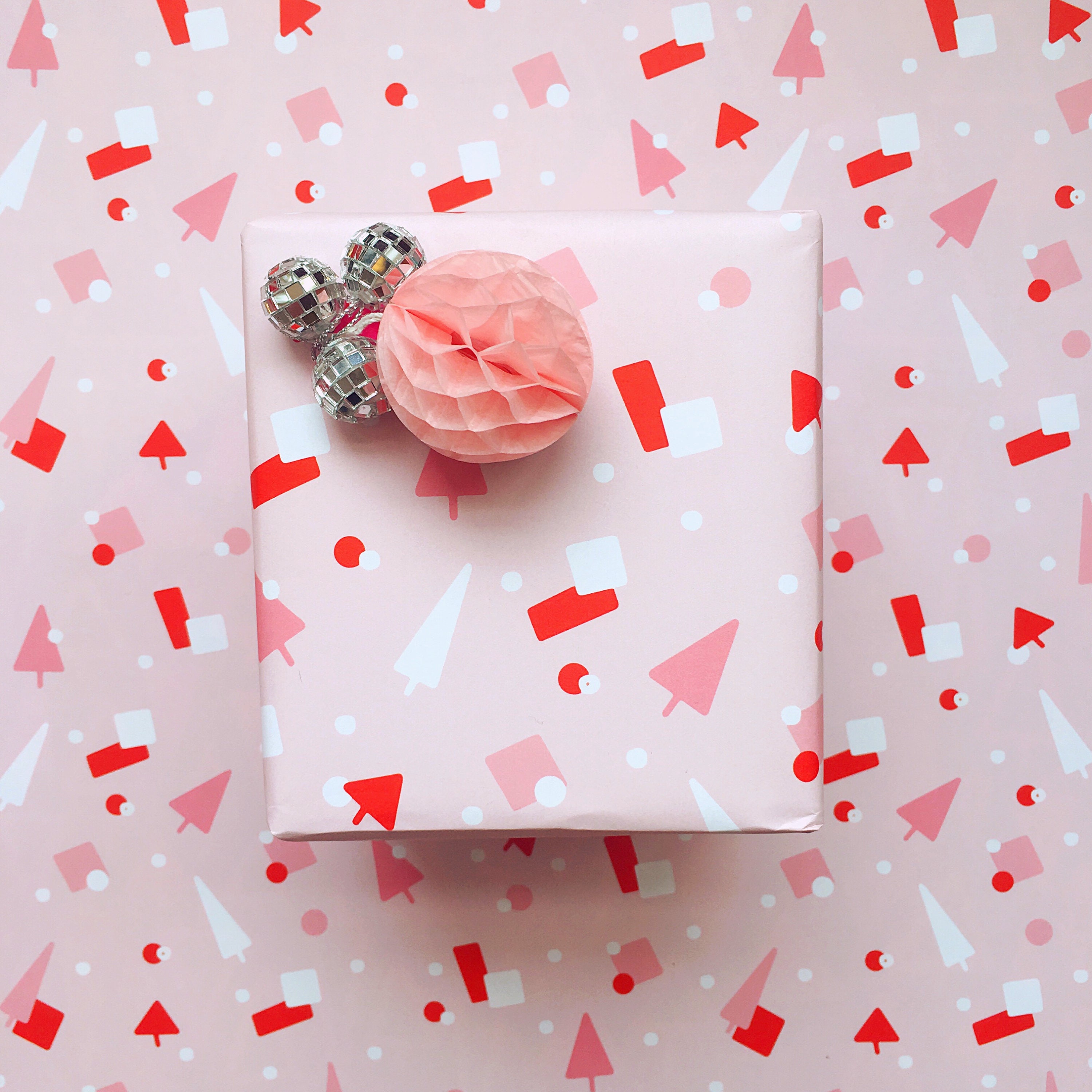Pink Holiday Gift Wrap Winter Wrapping Paper pastel pink Etsy