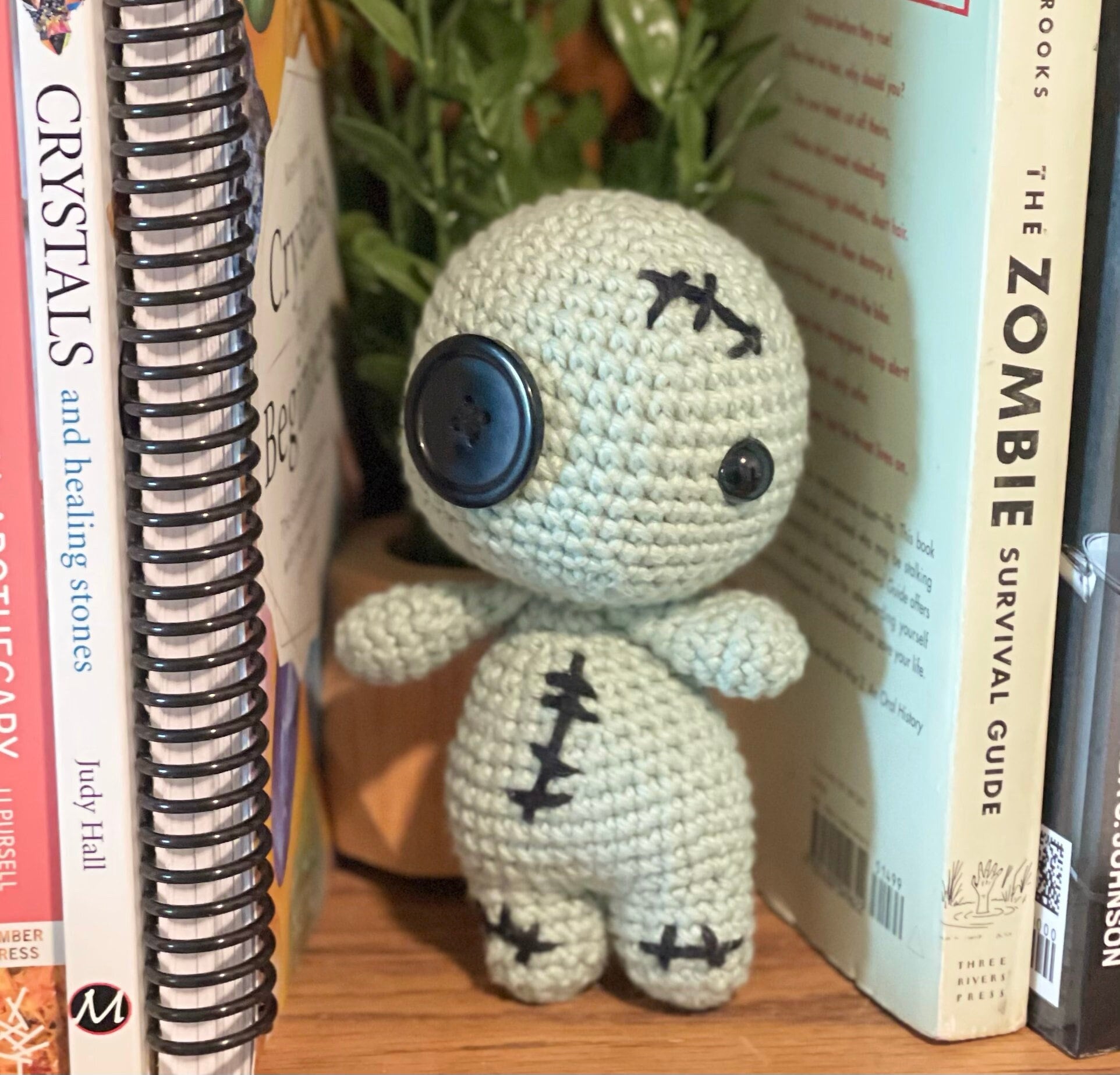Crochet Voodoo Zombie Doll, Handmade Amigurumi Zombie, Spooky Voodoo Plushie, Wicked Goth Zombie, Handcrafted Zombie Doll  Voodoo Goth Decor