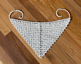 Handmade Crochet Head Bandana, Head Scarf, Head Kerchief, Boho Bandana, Hair Scarf, Mustard, Olive Green, Off White, Fall Colors,
