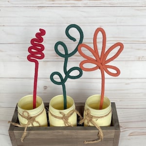 Knitted Wire Flower Greenery,  Wire Art Decor, Wire Botanical Greenery, Icord Greenery Stem, Customizable Flower Stem, Mothers Day Gift