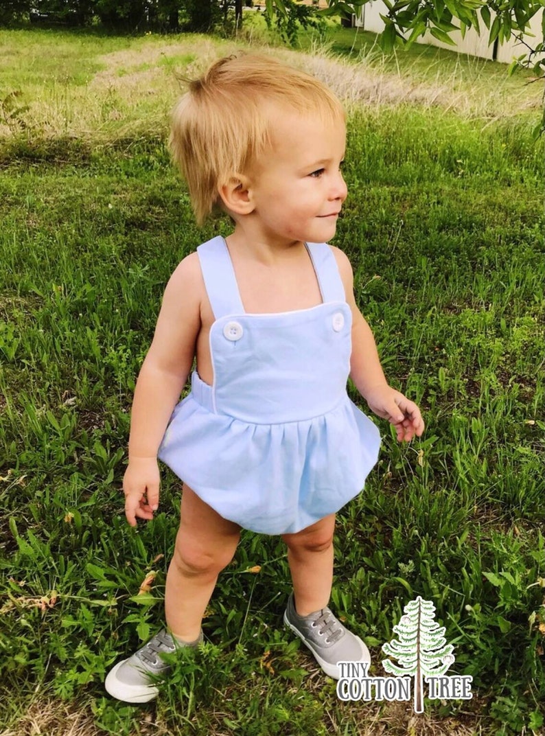 Blue Monogrammed Knit Bubble Baby Boy Sunsuit Baby Romper Etsy