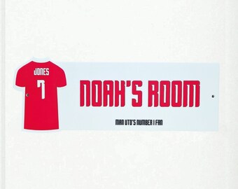 Personalised Football Shirt Bedroom Sign | Door Plaque for Boys Kids Room | Football Fan Gifts | Manchester United, City, Liverpool, Arsenal