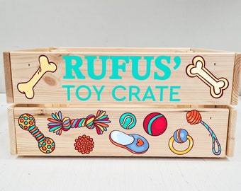 Caja de juguetes para perros personalizada / Regalos para mascotas para perros, dueños de perros, amantes / Almacenamiento de madera mediano / Contenedor organizado / Caja de golosinas / Hecho a medida