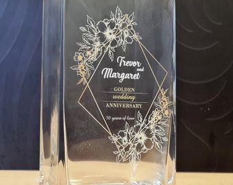 Personalised Special Anniversary Vase | Diamond, Golden, Ruby, Silver Wedding | 60, 50, 40, 25 Years | Gifts for Parents, Grandparents