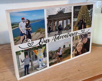 Personalised Our Adventures Freestanding Photo Block | Meaningful Valentine's Day, Anniversary Gifts | Gift for Girlfriend, Boyfriend