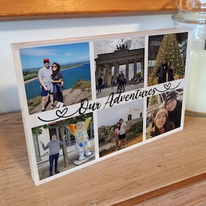 Personalised Our Adventures Freestanding Photo Block | Meaningful Valentine&#39;s Day, Anniversary Gifts | Gift for Girlfriend, Boyfriend
