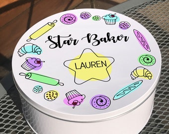 Personalisierte Star Baker Zinn | Benutzerdefinierte Leckerei & Kuchen Lagerung