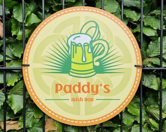 Personalised Irish Bar Tankard Sign | Pub Shed, Home Bar, Garden Decor | Indoor & Outdoor | Circular Plaque | Gifts for Mum, Dad, Family