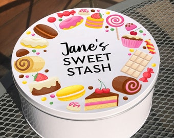 Personalised Sweet Tin | Treat Box | Candy, Chocolate, Cake Tin | Baking Gifts | Birthday Gift for Sweet Lovers, Mum, Grandma | Mother's Day