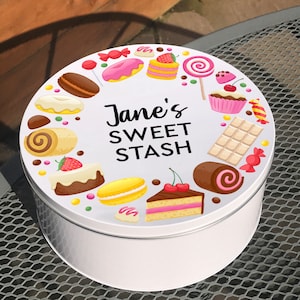 Personalised Sweet Tin | Treat Box | Candy, Chocolate, Cake Tin | Baking Gifts | Birthday Gift for Sweet Lovers, Mum, Grandma | Mother&#39;s Day