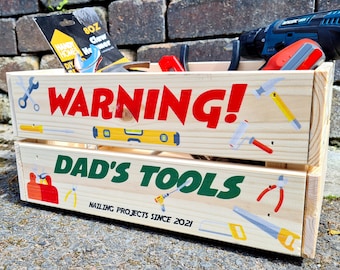 Personalised Tools Crate | Toolbox Storage | Gifts for Dad, Grandad, Handyman, Labourer, Builder, DIY | Father's Day, Construction Gift