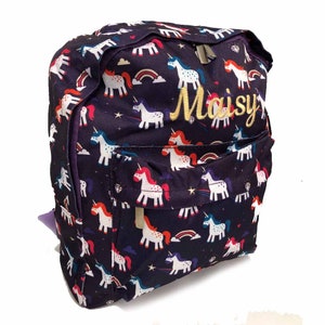 Sac à dos personnalisé Licorne | Ajoutez un nom | Enfants / Sac à dos pour enfants / Sac à dos | Sac d'école | Cadeaux pour enfants pour filles pour elle
