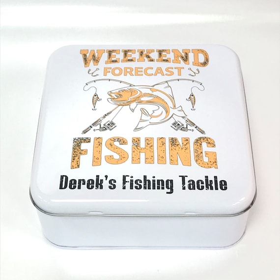 Personalised Fishing Tackle Tin Fishing Accessories Fishing Storage Bait Box  Birthday / Father's Day Gift for Dad, Grandad, Uncle 