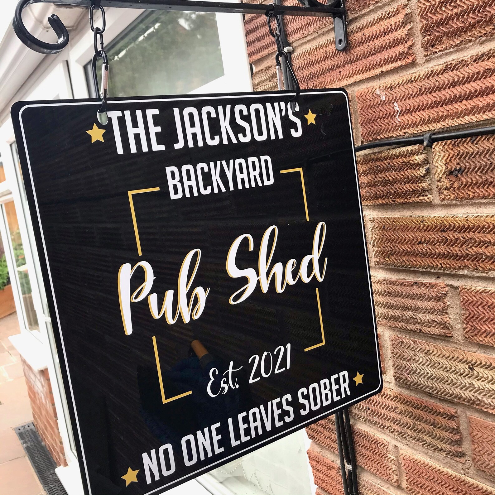 Personalised Pub Shed Hanging Swing Sign with Bracket Garden Etsy
