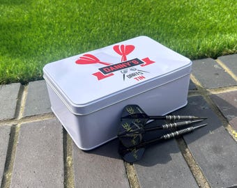 Personalised Darts Tin, Darts Storage Tin, Darts Accessories Storage, Gifts for Him, Gifts for Man Cave