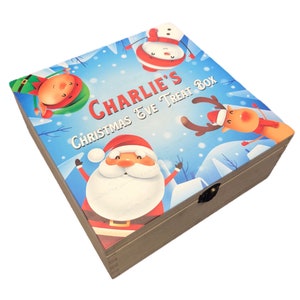 Caja de Nochebuena personalizada, rellenos de caja de Nochebuena para niños, caja de madera personalizada, caja de madera impresa, nombre personalizado