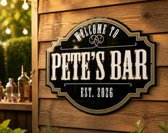 "Personalisiertes ""Western Wirtshaus"" Schild | Gartenkneipe | Hausleiste | Familien Name | Innen & Außen Beschilderung | Geburtstagsgeschenke für Papa, Männer