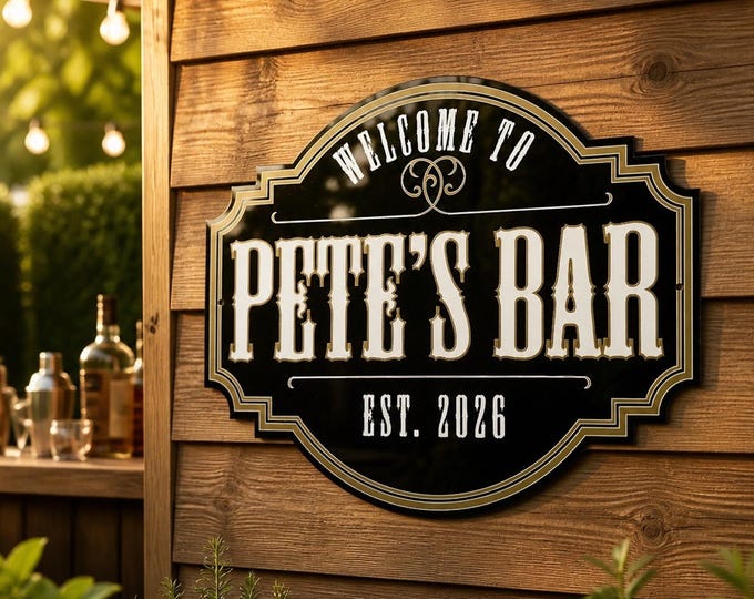 Personalised Western Tavern Pub Shed Sign | Garden Pub | Home Bar | Family Name | Indoor & Outdoor Signage | Birthday Gifts for Dad, Men