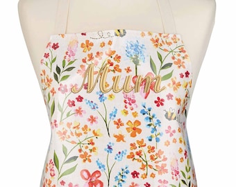 Personalised Cooking Apron, Bee Happy Kitchen Apron, Mothers Day Personalised Gift, Cooking Apron, Personalised Name Cooking, Embroidered