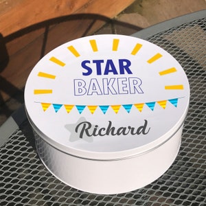 Personalised Star Baker Tin | Cake, Biscuit, Treat Tin | Baking Gifts | Mother&#39;s Day | Birthday Gift for Mum, Dad, Grandma, Grandad, Friend