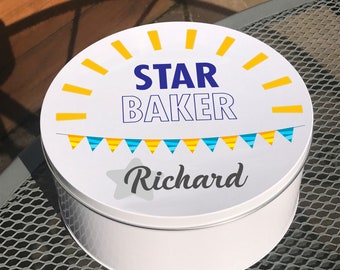 Personalised Star Baker Tin | Cake, Biscuit, Treat Tin | Baking Gifts | Mother's Day | Birthday Gift for Mum, Dad, Grandma, Grandad, Friend