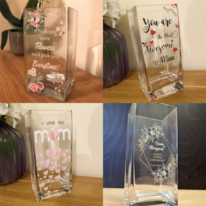 Personalisierte Ruhestand Vase, Glas Blumenvase, Abschiedsgeschenk für Kollegen, Chef, Freund, Kollegen, Arbeitsgeschenke, dekoratives Andenken Bild 7