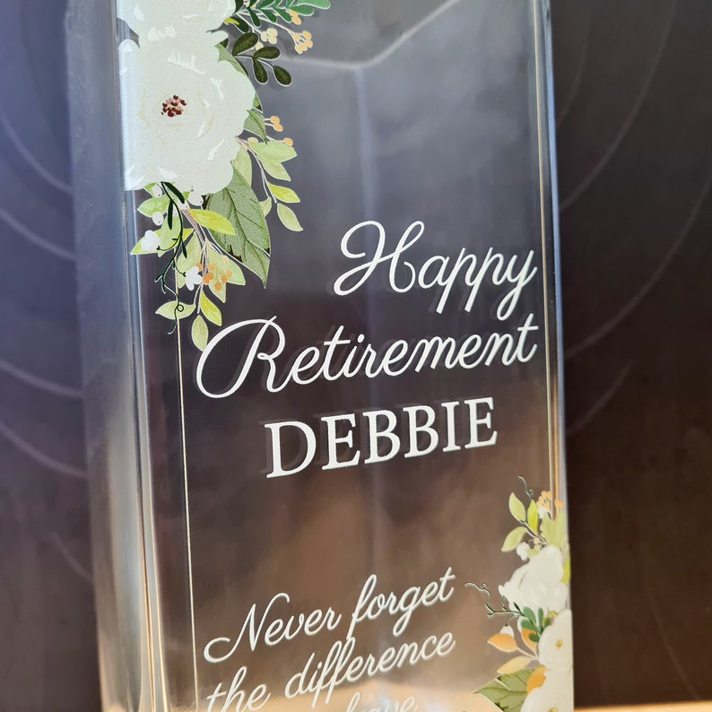 Personalised Retirement Vase Glass Flower Vase Leaving Etsy UK
